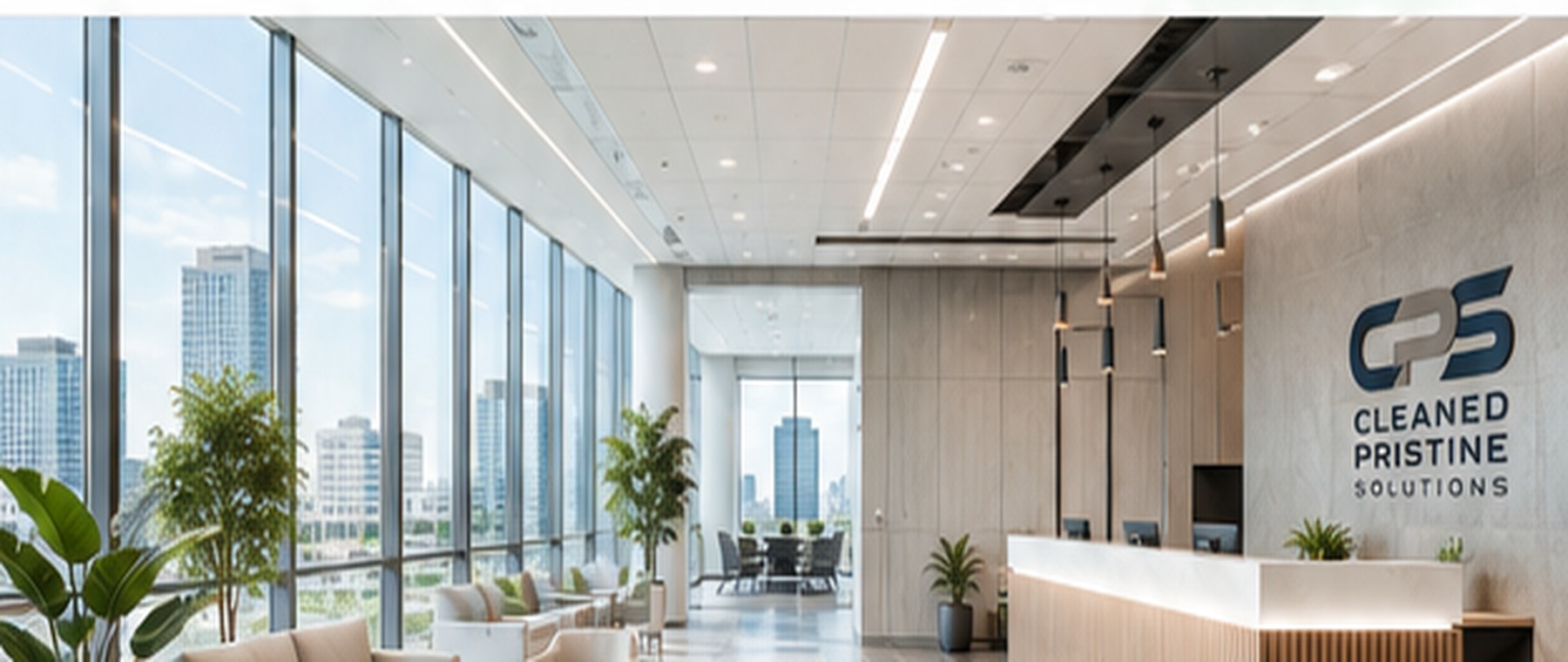 Bright professionally maintained corporate office lobby in Tampa Bay